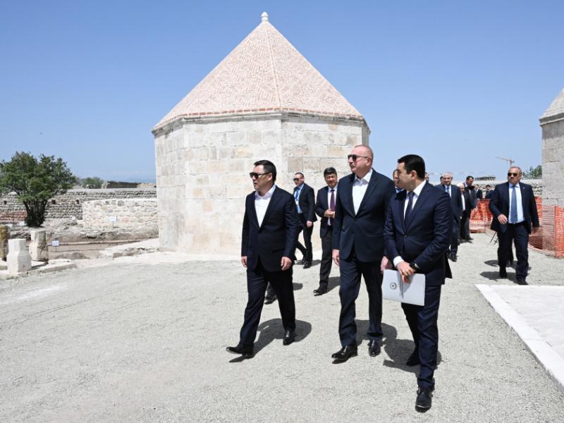 Presidents of Azerbaijan and Kyrgyzstan inspected ongoing works at Palace of Panahali Khan and Imarat complex in Aghdam