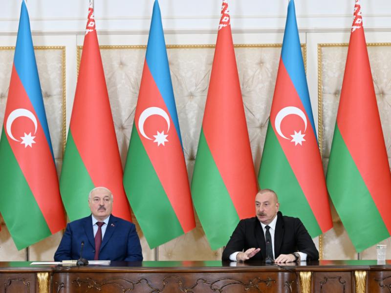 President Ilham Aliyev and President Aleksandr Lukashenko made press statements