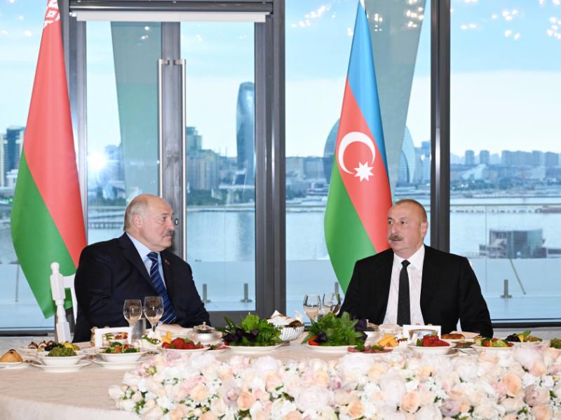 State reception on behalf of President Ilham Aliyev was hosted in honor of President of Belarus Aleksandr Lukashenko at Gulustan Palace