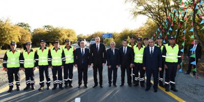 Prezident İlham Əliyev Qax-Qıpçaq-Ağyazı avtomobil yolunun açılışını edib 