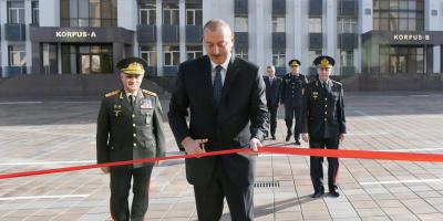 Prezident İlham Əliyev Daxili İşlər Nazirliyinin Polis Akademiyasında yeni tədris binasının açılışında iştirak edib