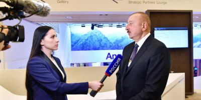 Prezident İlham Əliyev Davosda “Rossiya 1” televiziya kanalına müsahibə verib