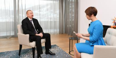 Azərbaycan Prezidenti İlham Əliyev Davosda Çinin CGTN televiziyasına müsahibə verib