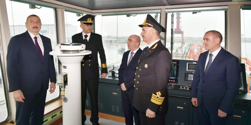 President Ilham Aliyev attended ceremony to launch first tanker built at Baku Shipyard and commissioning of “Azerbaijan” ferry boat