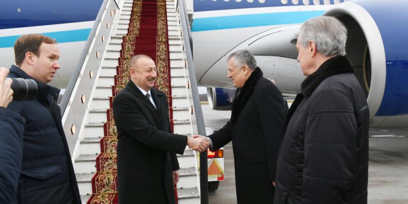 President Ilham Aliyev arrived in Russian Federation for visit