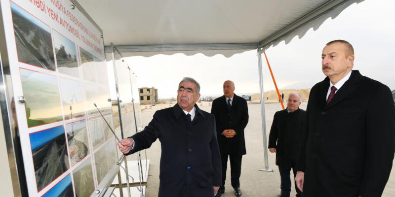 President Ilham Aliyev viewed construction at Baku-Guba-Russia state border highway