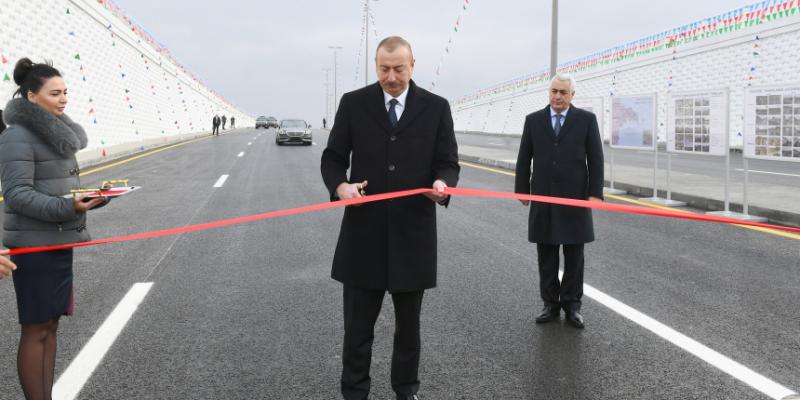 Prezident İlham Əliyev Pirşağıda avtomobil tunelinin açılışında iştirak edib