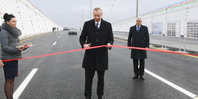 President Ilham Aliyev inaugurated a highway tunnel in Pirshaghi settlement