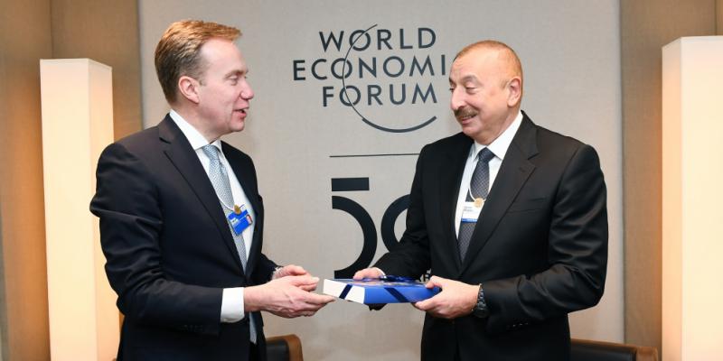 President Ilham Aliyev met with President of World Economic Forum in Davos