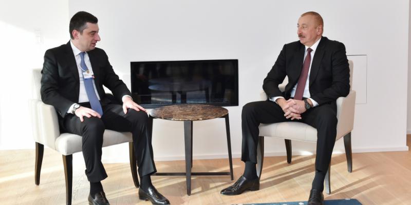 Prezident İlham Əliyevin Davosda Gürcüstanın Baş Naziri ilə görüşü olub 