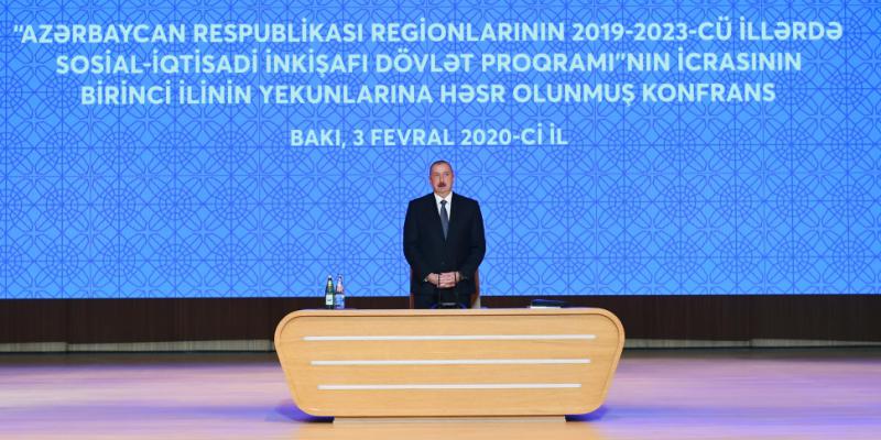 President Ilham Aliyev attended conference dedicated to results of first year implementation of the State Program on socio-economic development of regions in 2019-2023