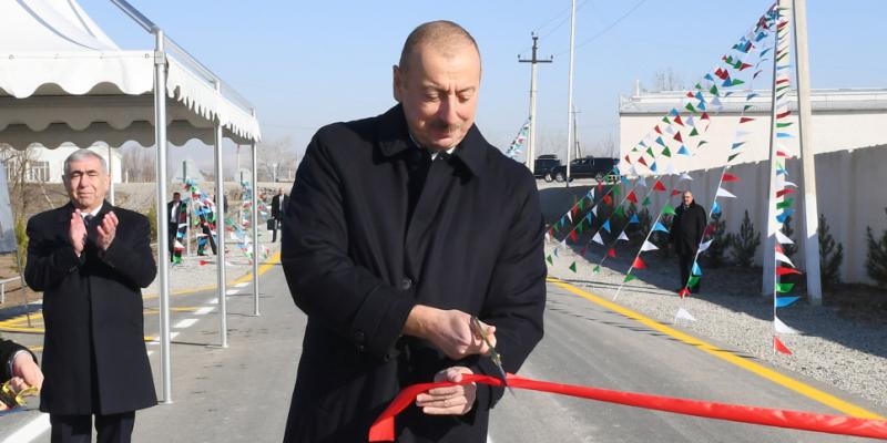 President Ilham Aliyev attended opening of newly renovated Pirili-Muradkhan-Sor-Sor highway