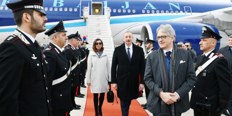 Президент Азербайджана Ильхам Алиев прибыл с государственным визитом в Италию
