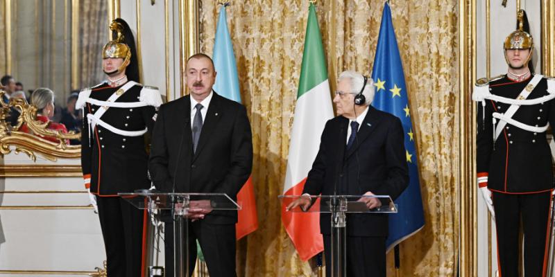 Azerbaijani, Italian presidents made press statements