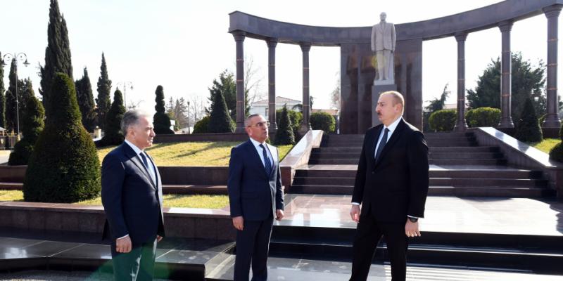 President Ilham Aliyev arrived in Shamkir district for visit