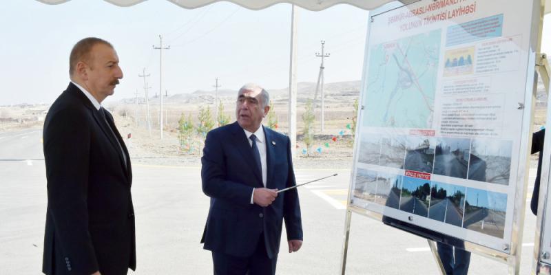 Prezident İlham Əliyev Şəmkir-Abbaslı-Nərimanlı avtomobil yolunun yenidənqurmadan sonra açılışında iştirak edib