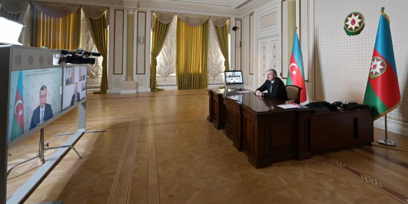 President Ilham Aliyev held meeting through videoconference with participation of ministers of labor and social protection of population and economy