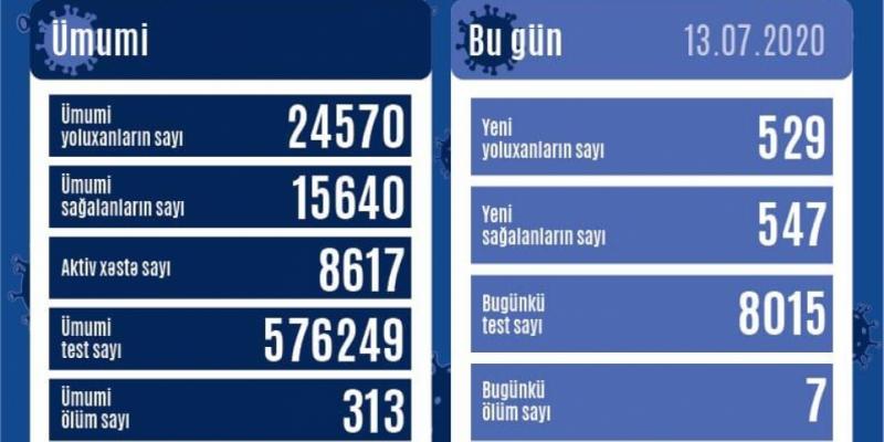 В Азербайджане еще 529 человек заразились коронавирусом, 547 человек выздоровели