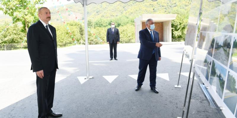 Президент Ильхам Алиев принял участие в открытии реконструированной автомобильной дороги Балакен-Газбина-Ититала