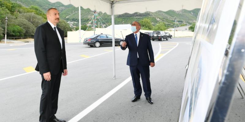 President Ilham Aliyev attended opening of newly renovated Gokhmug-Baltali-Babaratma-Garadaghli-Gudula-Dashuz highway in Shaki