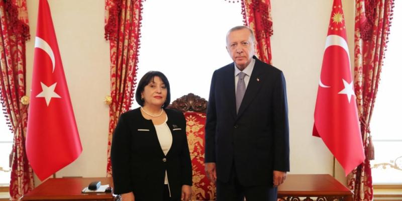 Milli Məclisin Sədri Sahibə Qafarova Prezident Rəcəb Tayyib Ərdoğanla görüşüb