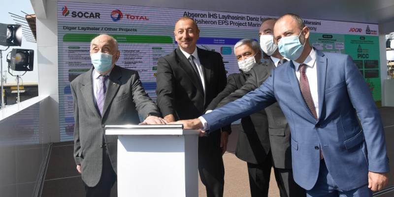 President Ilham Aliyev attended groundbreaking ceremony of Absheron field offshore operations