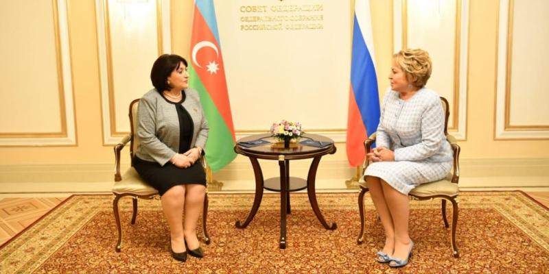 Azerbaijani Milli Majlis Speaker meets with Chairperson of Federation Council of Russian Federal Assembly in Moscow
