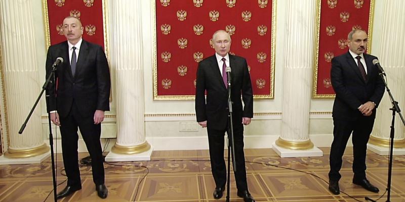 Russian President, Azerbaijani President and Armenian Prime Minister made press statements