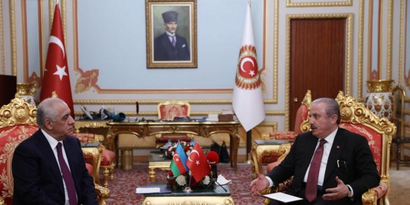 Azerbaijani Prime Minister Ali Asadov meets with Speaker of Grand National Assembly of Turkey Mustafa Sentop