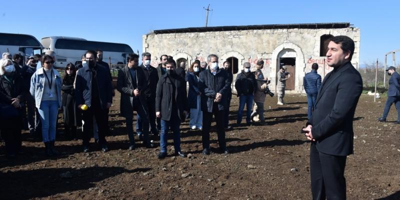 Representatives of diplomatic corps and military attaches visit liberated Merdinli village, Fuzuli district