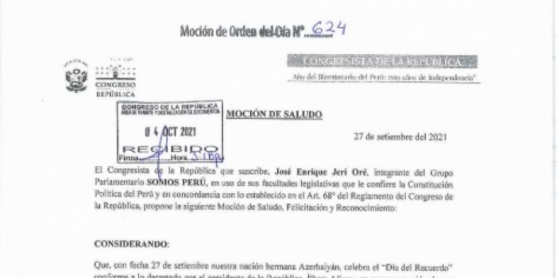 Peru Konqresi Anım Günü ilə əlaqədar bəyanat qəbul edib