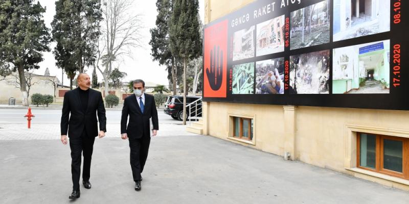 Президент Ильхам Алиев заложил фундамент Гянджинского мемориального комплекса