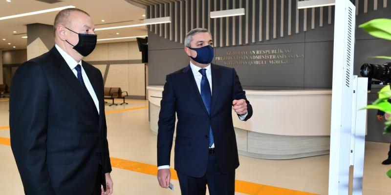 Президент Ильхам Алиев принял участие в открытии Центра приема граждан Администрации Президента