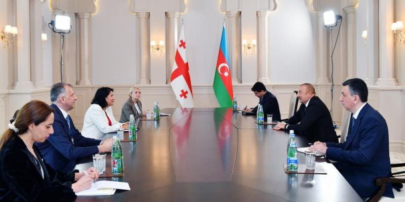 Azərbaycan Prezidenti İlham Əliyev Gürcüstan Prezidenti xanım Salome Zurabişvili ilə görüşüb