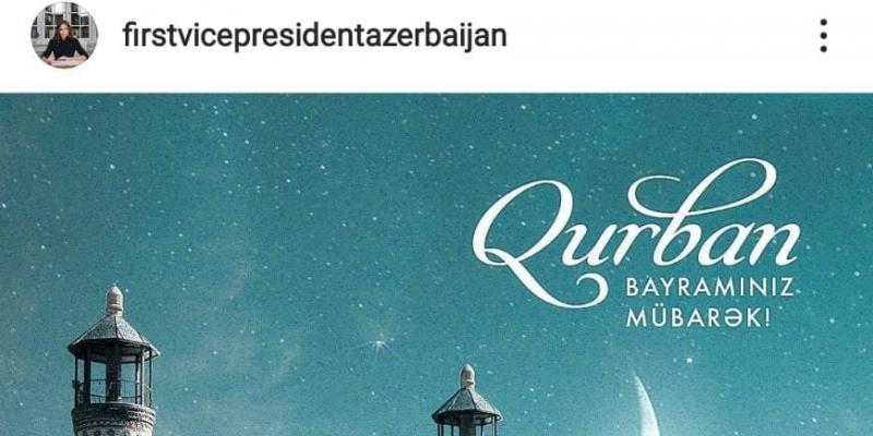 Birinci vitse-prezident Mehriban Əliyeva Qurban bayramı münasibətilə paylaşım edib
