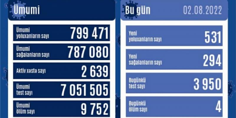 В Азербайджане за последние сутки зарегистрирован 531 факт заражения коронавирусом