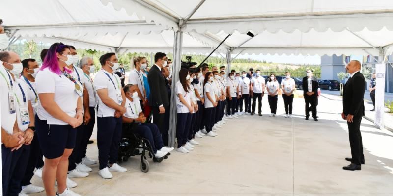 Встреча со спортсменами, представляющими нашу страну на V Играх исламской солидарности в Конье 