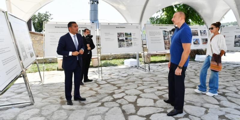 President Ilham Aliyev and First Lady Mehriban Aliyeva viewed ongoing and planned construction and restoration works in Basgal State Historical-Architectural Reserve