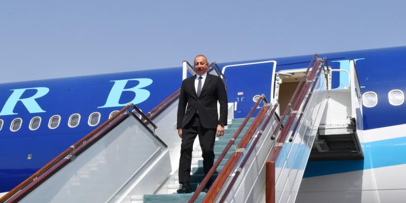 President Ilham Aliyev arrived in Uzbekistan for visit