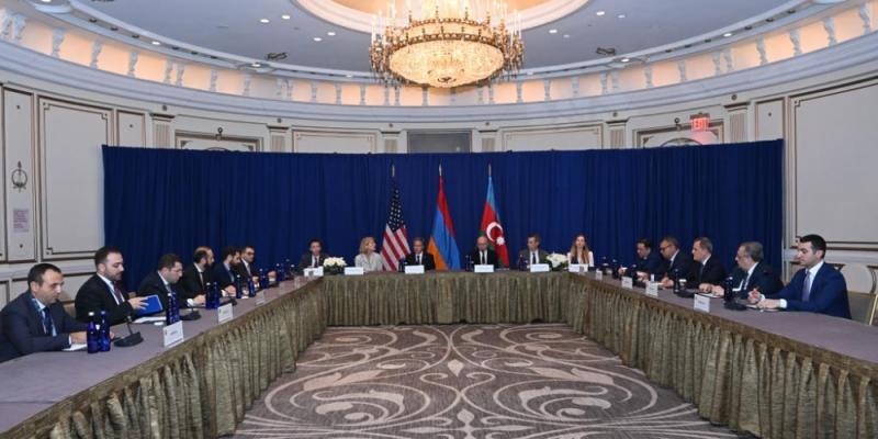 Azerbaijani, Armenian FMs meet at initiative and with participation of US Secretary of State