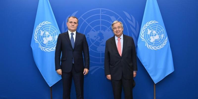 Azerbaijani FM Jeyhun Bayramov meets with UN Secretary General António Guterres