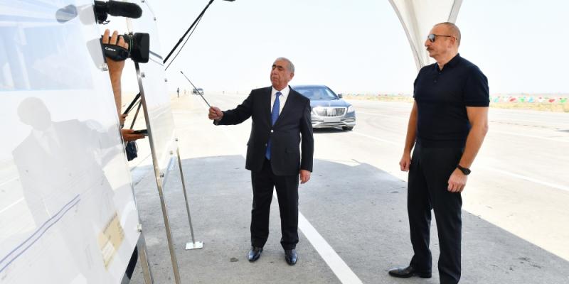 Президент Ильхам Алиев ознакомился с работами, проводимыми на автодороге Барда-Агдам