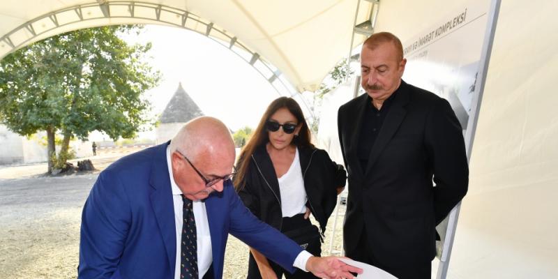 President Ilham Aliyev and First Lady Mehriban Aliyeva got acquainted with works to be done in Imarat Complex, and unveiled mausoleum of Khurshidbanu Natavan
