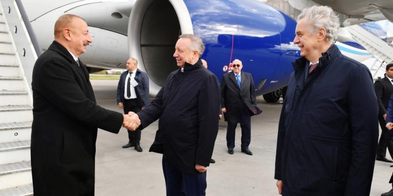 President Ilham Aliyev arrived in Russian Federation for working visit