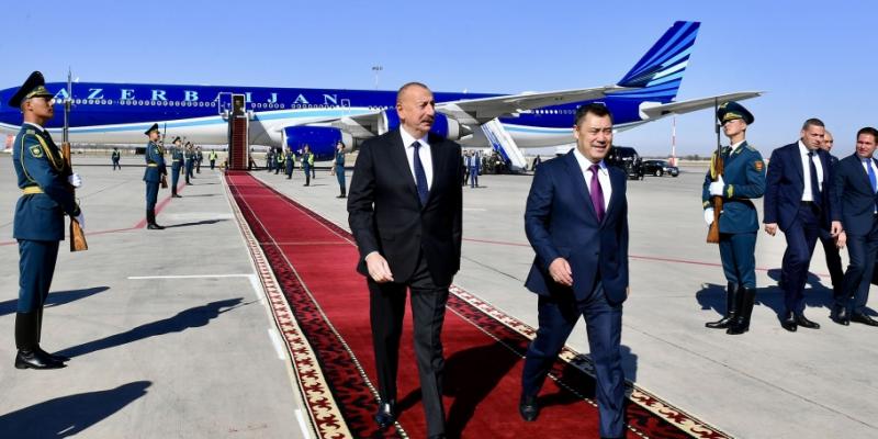 President Ilham Aliyev arrived in Kyrgyzstan for state visit