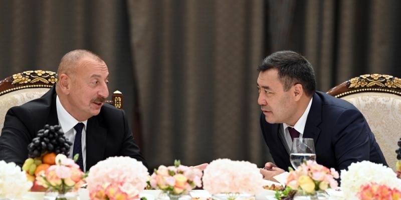 Official reception was hosted on behalf of President of Kyrgyzstan Sadyr Japarov in honor of President Ilham Aliyev
