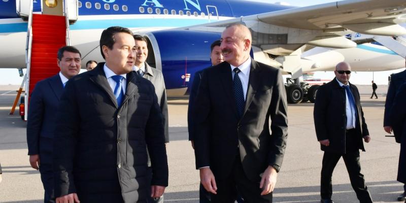 President Ilham Aliyev arrived in Kazakhstan for working visit