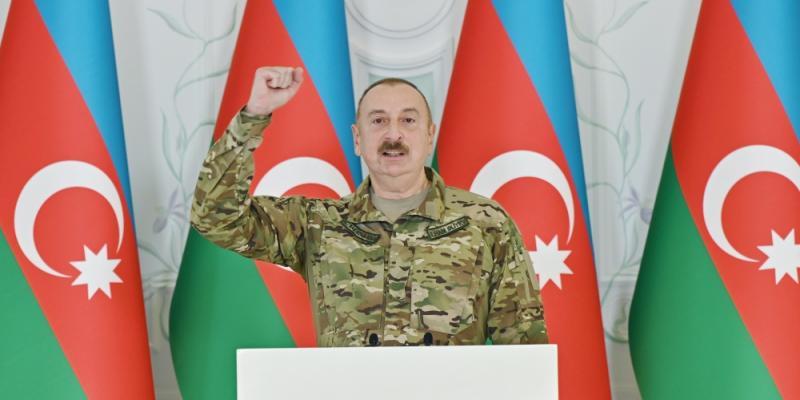 Президент Ильхам Алиев принял участие в мероприятии, организованном в Шуше по случаю Дня Победы