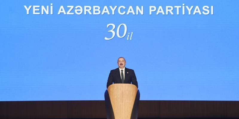 Состоялось мероприятие по случаю 30-летия создания Партии «Ени Азербайджан». На мероприятии выступил Президент, председатель Партии «Ени Азербайджан» Ильхам Алиев