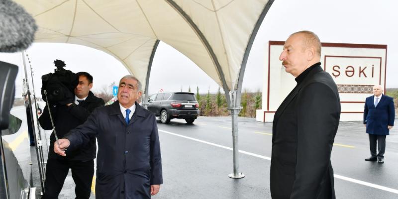 President Ilham Aliyev attended inauguration of Oghuz-Shaki highway after reconstruction